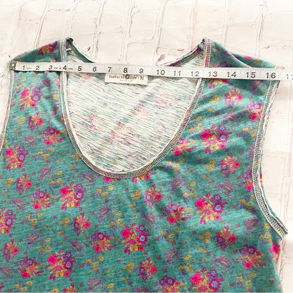 Naturallife Hangout Floral Cotton Midi Dress in Green M Oversized Pockets - Picture 6 of 9